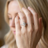 Silver Marquise Cut Diamond Milgrain Pavé Engagement Ring with Four-Prong Setting_153
