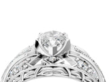 Silver Marquise Cut Diamond Pave Art Deco Split Shank Ring with Four-Prong Setting_29