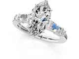 Silver Marquise Cut Diamond Ring with Baguette Side Stones, Channel Set Band, and Four-Prong Setting_34