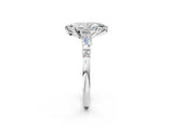 Silver Marquise Cut Diamond Ring with Baguette Side Stones, Channel Set Band, and Four-Prong Setting_35