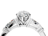 Silver Marquise Cut Diamond Ring with Baguette Side Stones, Channel Set Band, and Four-Prong Setting_37