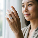 Silver Marquise Cut Diamond Ring with Side Stones and Four-Prong Setting_141