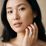 Silver Marquise Cut Diamond Ring with Side Stones and Four-Prong Setting_142