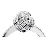 Silver Marquise Cut Diamond Scalloped Halo Engagement Ring with Round Shared Prong Band_16
