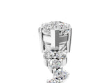 Silver Marquise Cut Diamond Scattered Round Accent Ring with Prong Setting_11