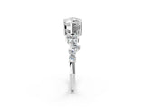 Silver Marquise Cut Diamond Scattered Round Accent Ring with Prong Setting_8