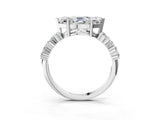 Silver Marquise Cut Diamond Scattered Round Accent Ring with Prong Setting_9
