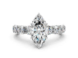 Silver Marquise Cut Diamond Side Stone Engagement Ring with Four-Prong Setting_12