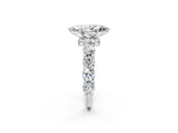 Silver Marquise Cut Diamond Side Stone Engagement Ring with Four-Prong Setting_14
