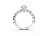 Silver Marquise Cut Diamond Side Stone Engagement Ring with Four-Prong Setting_15