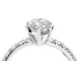 Silver Marquise Cut Diamond Solitaire Pavé Engagement Ring with Round Band and Prong Setting_6