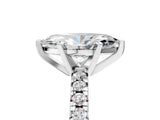 Silver Marquise Cut Diamond Solitaire Pavé Engagement Ring with Round Band and Prong Setting_7