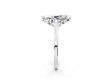 Silver Marquise Cut Diamond Solitaire Ring with Flower Prong Setting and Classic Band_31