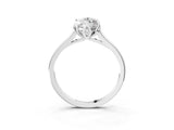 Silver Marquise Cut Diamond Solitaire Ring with Flower Prong Setting and Classic Band_32