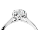 Silver Marquise Cut Diamond Solitaire Ring with Flower Prong Setting and Classic Band_33