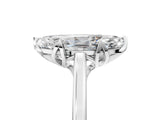 Silver Marquise Cut Diamond Solitaire Ring with Flower Prong Setting and Classic Band_34