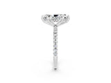 Silver Marquise Cut Diamond Solitaire Ring with Four-Prong Setting and Pavé Band_2