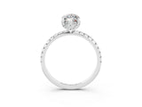 Silver Marquise Cut Diamond Solitaire Ring with Four-Prong Setting and Pavé Band_3