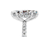 Silver Marquise Cut Diamond Solitaire Ring with Four-Prong Setting and Pavé Band_5