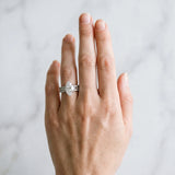 Silver Marquise Cut Diamond Solitaire Ring with Pavé and Channel Set Band_129