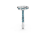 Silver Marquise Cut Diamond Solitaire Ring with Round with Blue Topaz side stone Pavé Band and Four-Prong Setting_14
