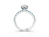 Silver Marquise Cut Diamond Solitaire Ring with Round with Blue Topaz side stone Pavé Band and Four-Prong Setting_15