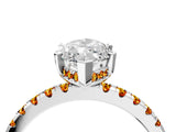 Silver Marquise Cut Diamond Solitaire Ring with Round with Citrine side stone Pavé Band and Four-Prong Setting_16