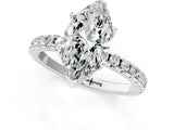Silver Marquise Cut Diamond Solitaire Ring with Round with Moissanite side stone Pavé Band and Four-Prong Setting_13