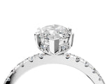 Silver Marquise Cut Diamond Solitaire Ring with Round with Moissanite side stone Pavé Band and Four-Prong Setting_16