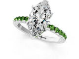 Silver Marquise Cut Diamond Solitaire Ring with Round with Peridot side stone Pavé Band and Four-Prong Setting_13