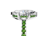 Silver Marquise Cut Diamond Solitaire Ring with Round with Peridot side stone Pavé Band and Four-Prong Setting_17