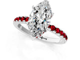 Silver Marquise Cut Diamond Solitaire Ring with Round with Ruby side stone Pavé Band and Four-Prong Setting_13