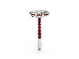 Silver Marquise Cut Diamond Solitaire Ring with Round with Ruby side stone Pavé Band and Four-Prong Setting_14