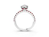 Silver Marquise Cut Diamond Solitaire Ring with Round with Ruby side stone Pavé Band and Four-Prong Setting_15