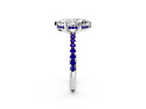 Silver Marquise Cut Diamond Solitaire Ring with Round with Tanzanite side stone Pavé Band and Four-Prong Setting_14