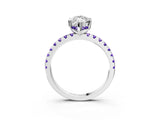 Silver Marquise Cut Diamond Solitaire Ring with Round with Tanzanite side stone Pavé Band and Four-Prong Setting_15