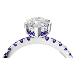 Silver Marquise Cut Diamond Solitaire Ring with Round with Tanzanite side stone Pavé Band and Four-Prong Setting_16