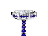 Silver Marquise Cut Diamond Solitaire Ring with Round with Tanzanite side stone Pavé Band and Four-Prong Setting_17