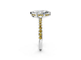 Silver Marquise Cut Diamond Solitaire Ring with Round with Yellow Sapphire side stone Pavé Band and Four-Prong Setting_14