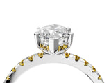 Silver Marquise Cut Diamond Solitaire Ring with Round with Yellow Sapphire side stone Pavé Band and Four-Prong Setting_16