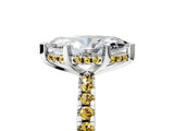 Silver Marquise Cut Diamond Solitaire Ring with Round with Yellow Sapphire side stone Pavé Band and Four-Prong Setting_17