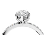 Silver Marquise Cut Diamond Solitaire with Pave Band and Four-Prong Setting 4