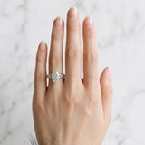 Silver Marquise Cut Diamond Split Shank Engagement Ring with Pavé Band_68