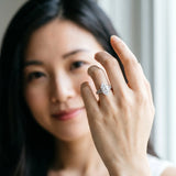 Silver Marquise Cut Diamond Split Shank Engagement Ring with Pavé Band_72