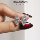 Silver Marquise Cut Diamond Stud Earrings_493