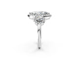 Silver Marquise Cut Diamond Three-Stone Halo Ring with Prong Setting and Pavé Accents_15