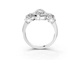 Silver Marquise Cut Diamond Three-Stone Halo Ring with Prong Setting and Pavé Accents_16