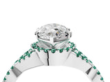 Silver Marquise Cut Diamond with Green Sapphire side stone Halo Twist Band Solitaire Prong Setting Ring_4