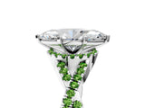 Silver Marquise Cut Diamond with Peridot side stone Halo Twist Band Solitaire Prong Setting Ring_5