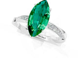 Silver Marquise Cut Emerald Engagement Ring with Side Stone Accents and Four-Prong Setting_25